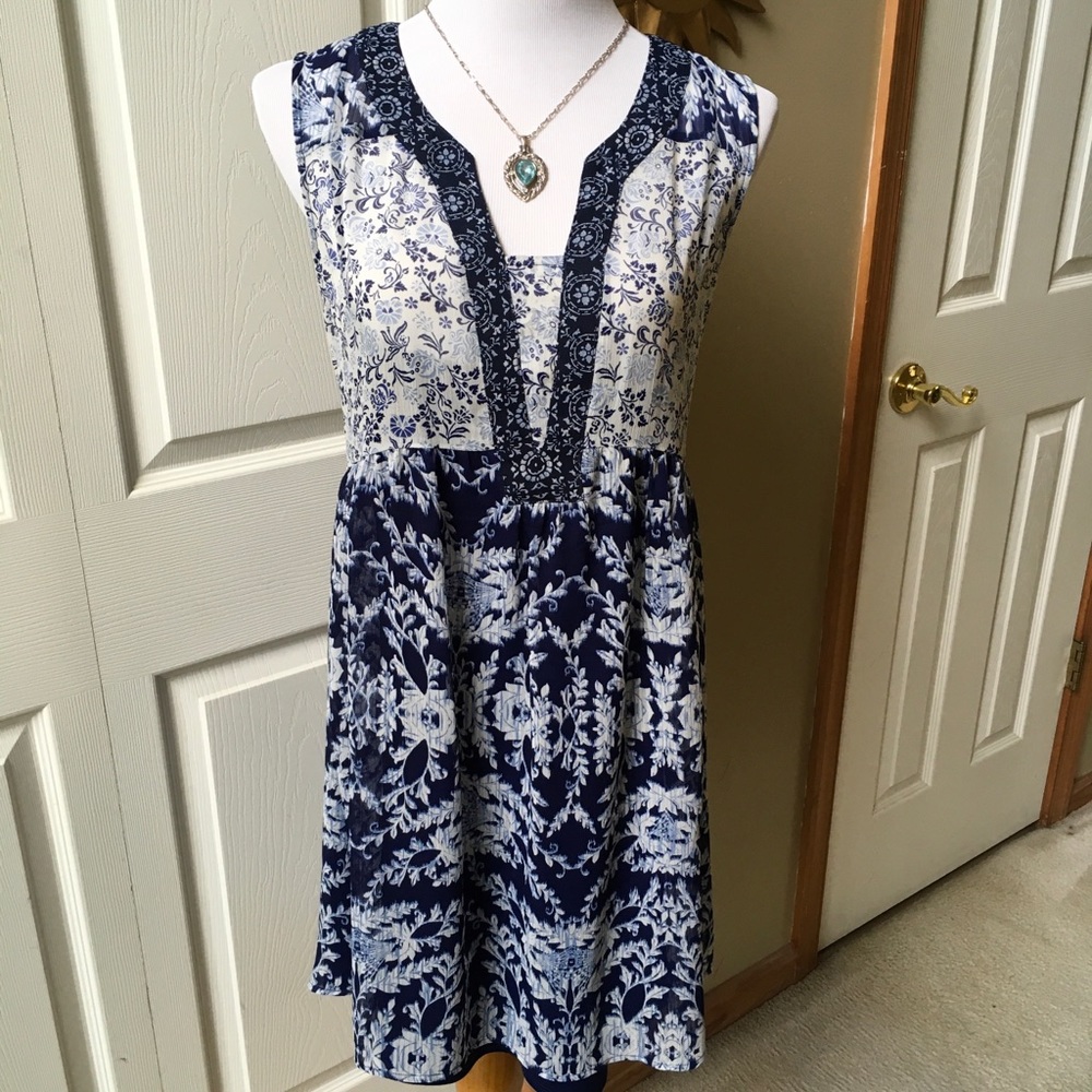 Navy Blue Flower Dress
